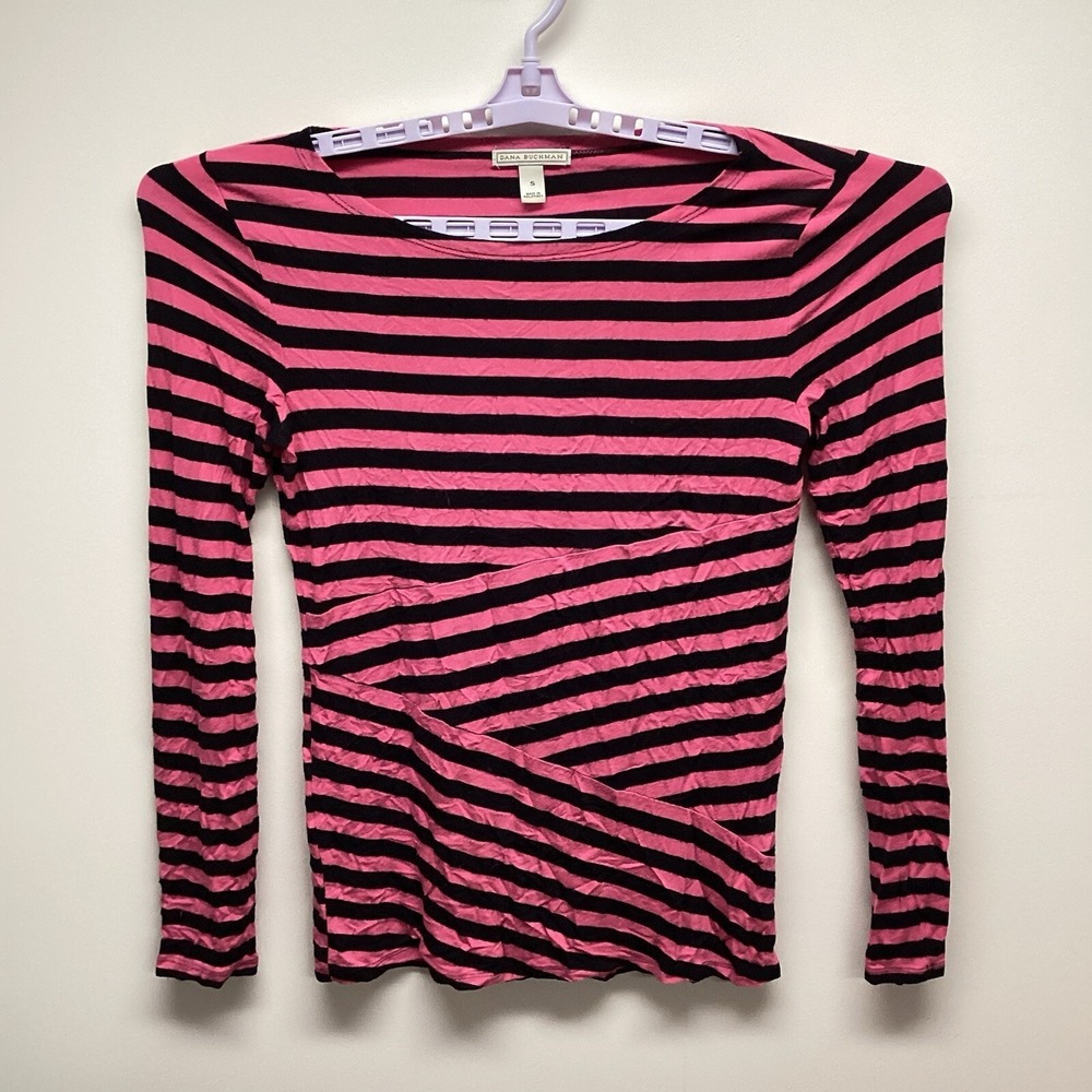 Dana Buchman Womens Shirt Sz S Long Sleeve Pullover Striped Top Comfort